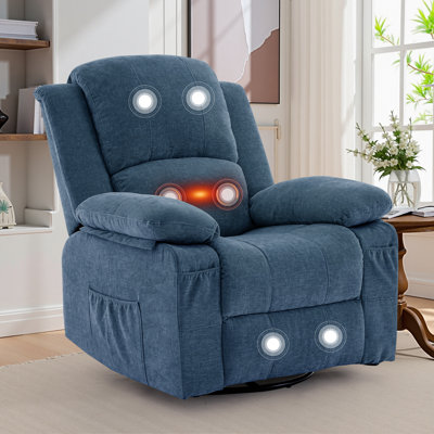 Recliner Chair, Rocker Recliner Chairs With Massage & Heating For Living Room Bedroom, Chenille Fabric