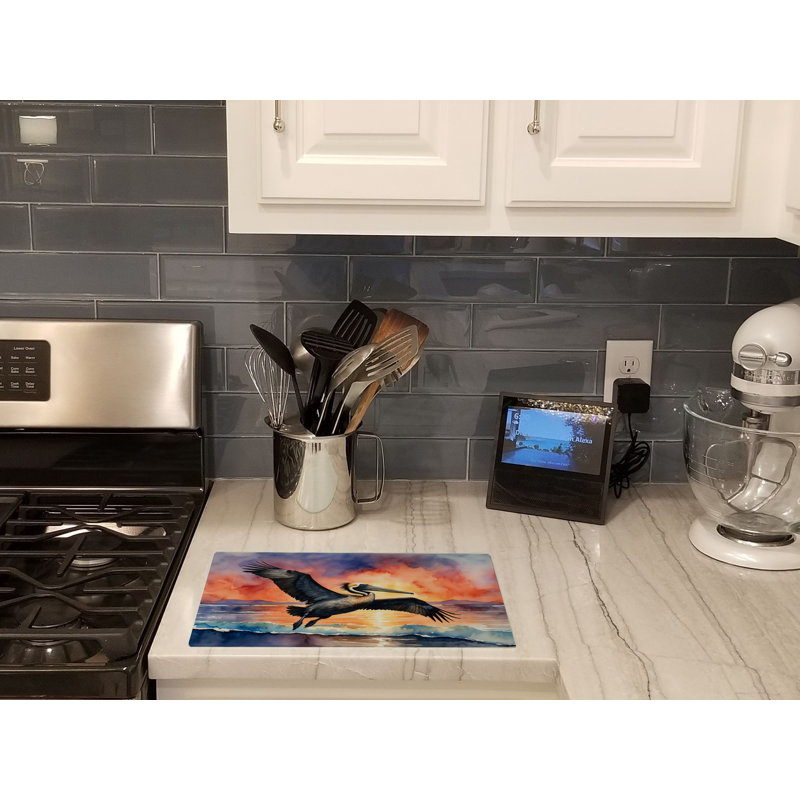 Pelican Fiery Sunset Glass Cutting Board