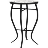 Mosaic Outdoor Side Table With Ceramic Tile Top, Sturdy Metal Frame, Folding Design For Patio, Balcony, Or Indoor Use