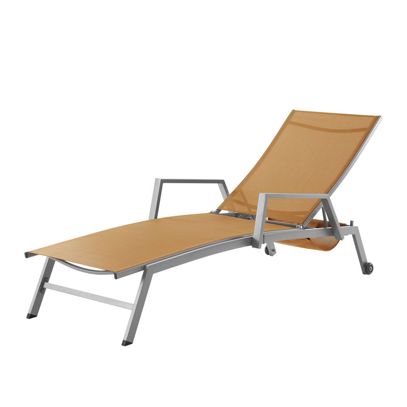 Chaise longue inclinable en métal Cand, gris, Orangé