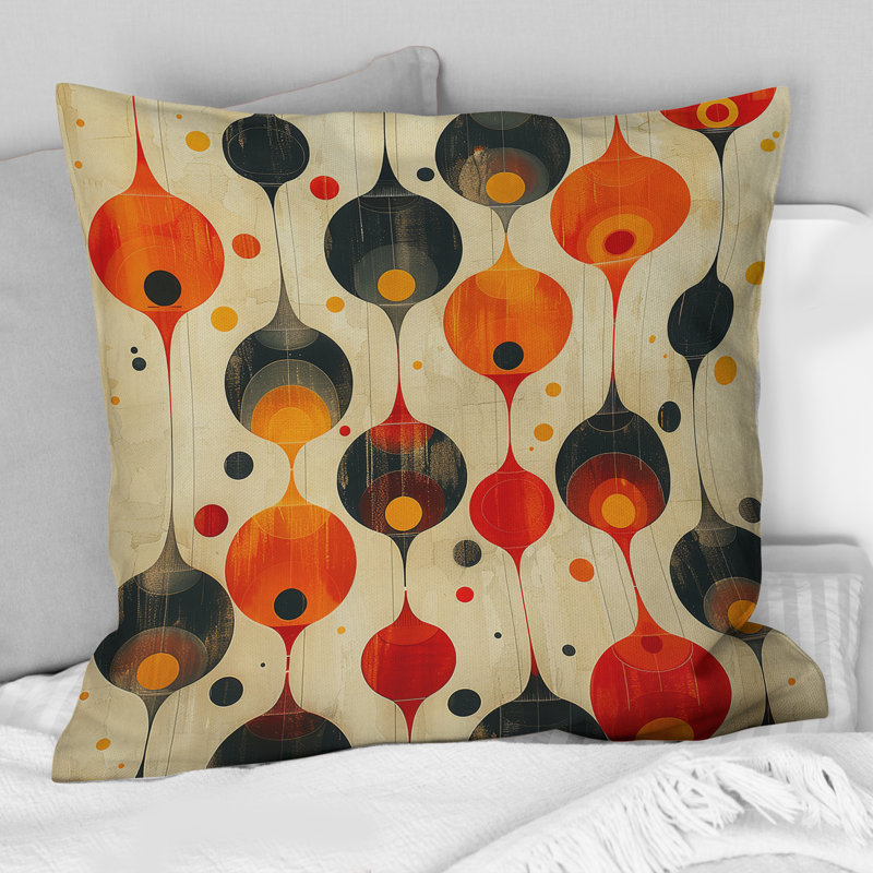 Coussin décoratif orange Midcentury Charm III - Midcentury, H 18 po x l 18 po