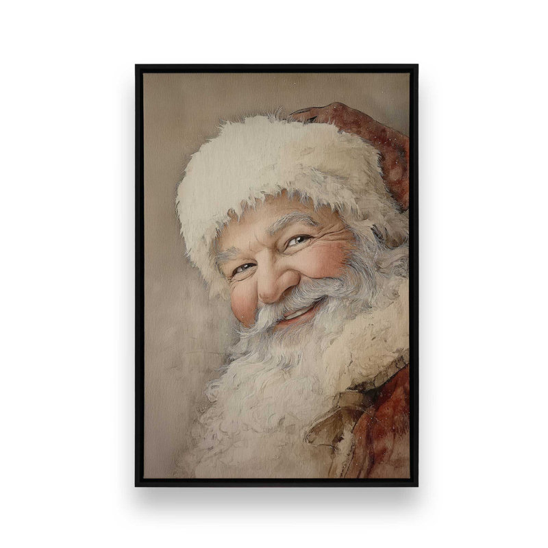 Jolly Saint Nick Canvas Art Print, 18.75" H x 12.75" W, Satin Black