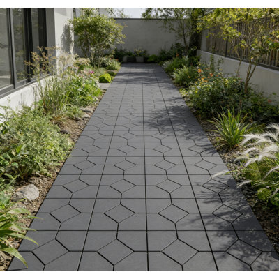 12'' L x 12'' W  Geometric Texture Plastic Interlocking Deck Tile for Indoor ,Outdoor(Set of 44)