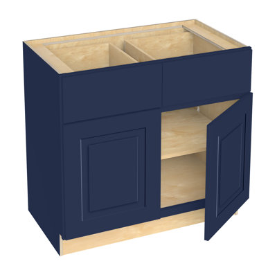 Gallery Express Briar Assembled 33 in W X 24 in D X 34.5 in H Base Kitchen Cabinet with Drawers in Navy