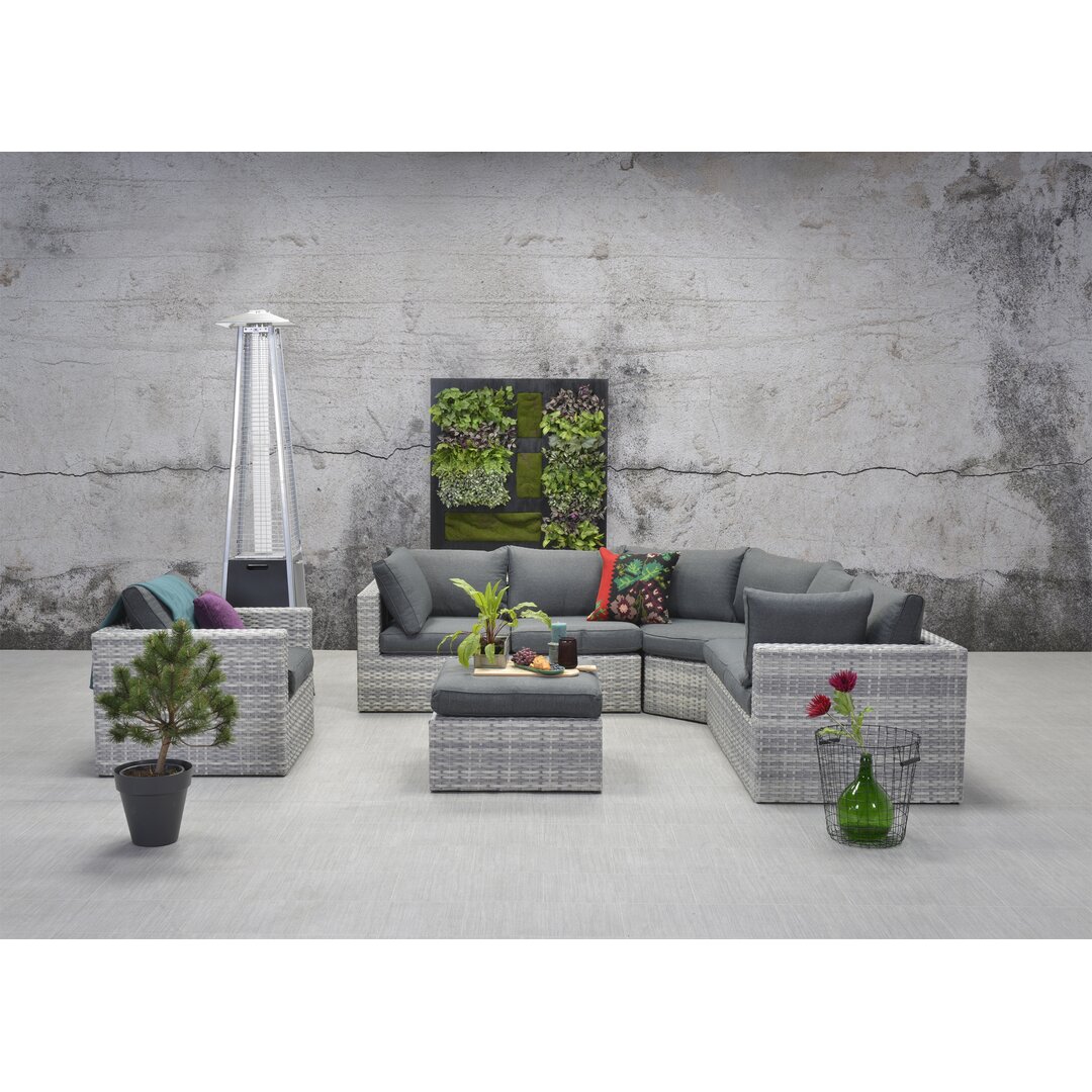 5-Sitzer Lounge-Set Adney aus Polyrattan mit Polster