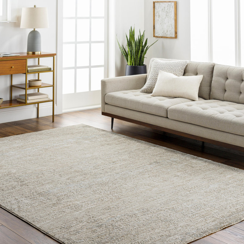 Tapis crème en polyester tissé à la machine Versia, Rectangle 12 pi x 15 pi