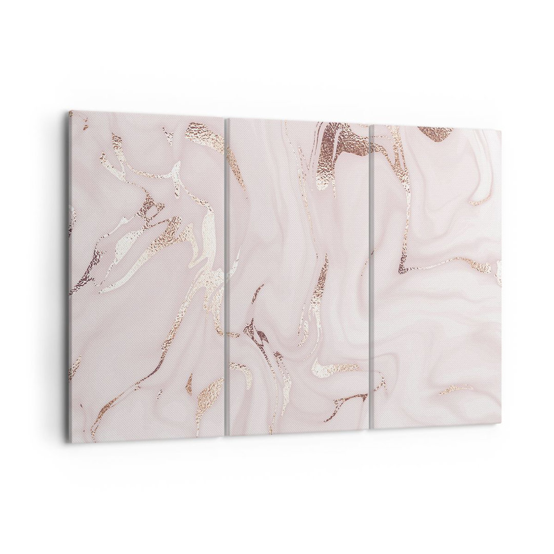 3-tlg. Leinwandbilder-Set Pink Marble Spilled