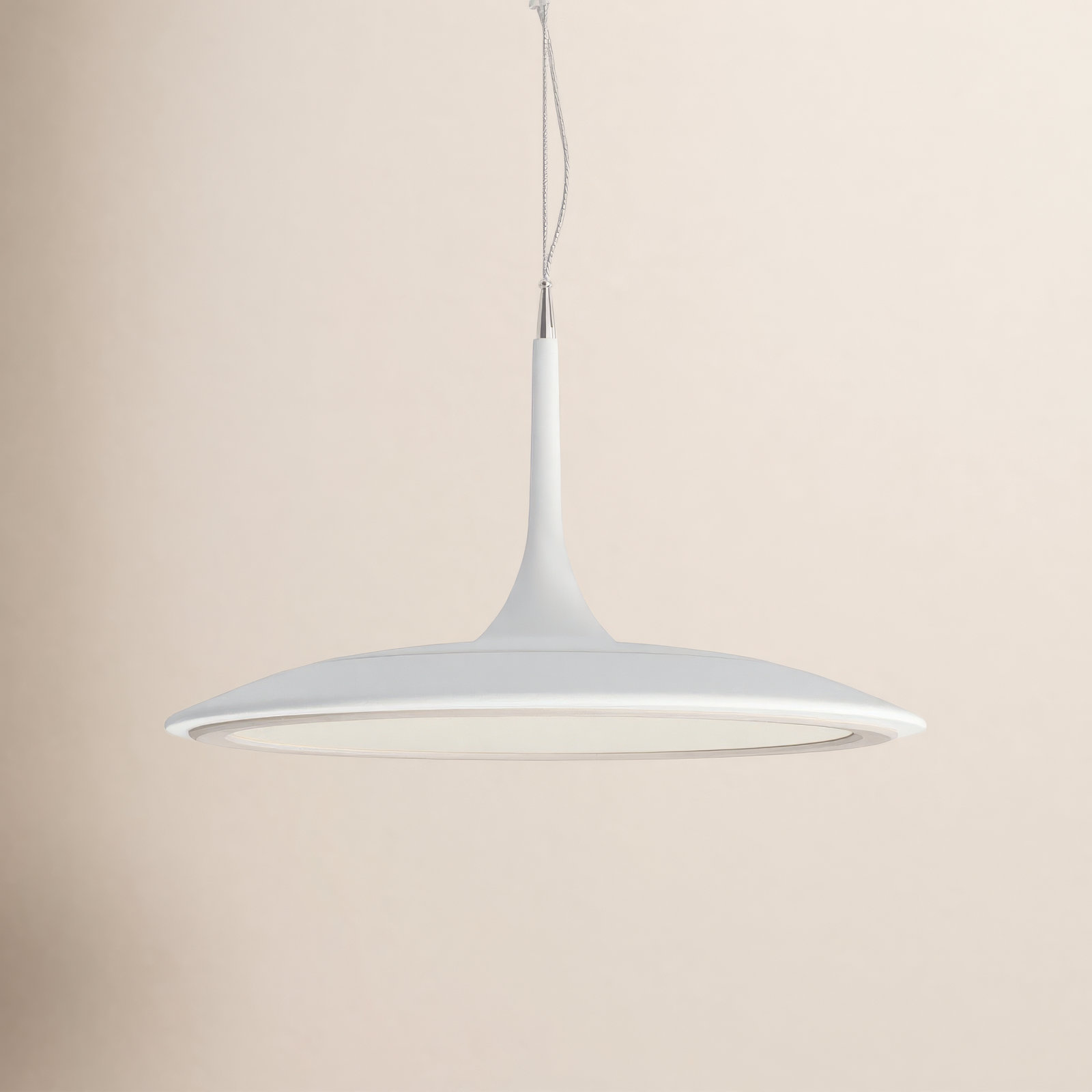 Ricky Single Light Metal Dimmable LED Pendant, Matte White
