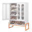 Armoire à chaussures autoportante moderne à deux portes en métal avec structure à double épreuve de 15 cm et porte à ouverture minimaliste, 3 4 tablettes, circulation d'air-1012546597