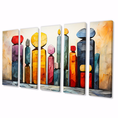 Mystic Religion Stones Enigmatic Relics Collage III - Folk Religion, ensemble de 5 décorations murales