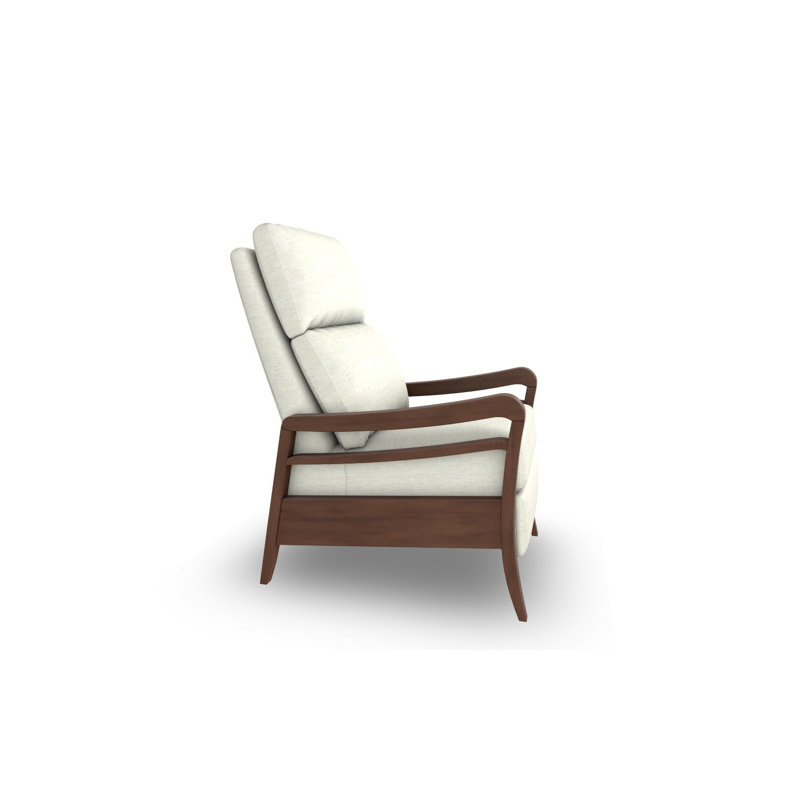 Modern High Leg Recliner, Snow, Dark Walnut