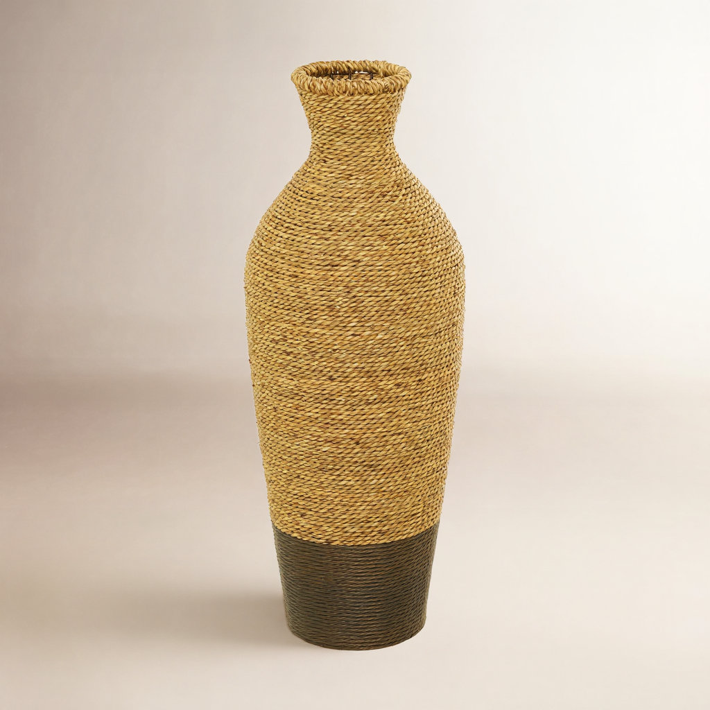 Wolton Brown/Dark Brown Seagrass Table Vase, 27.5" H x 10.2" W x 10.25" D