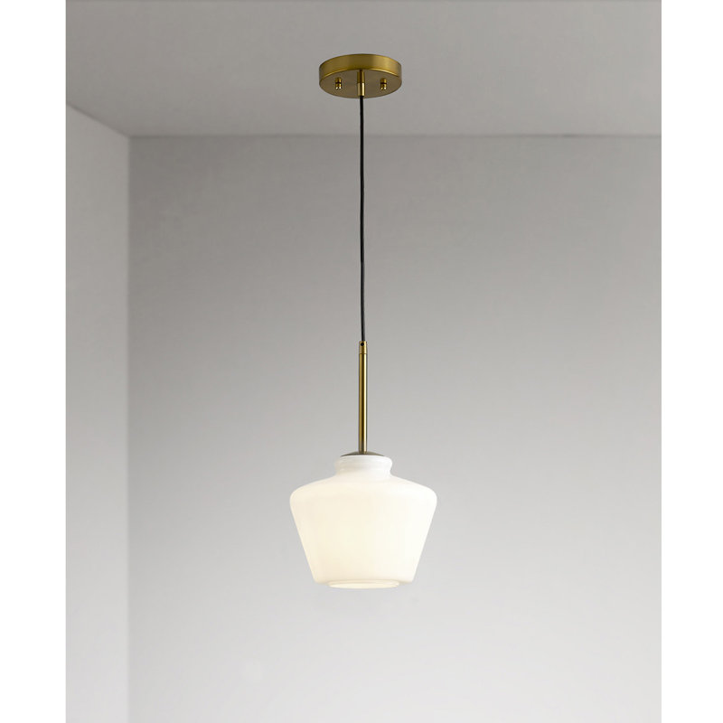 Luminaire suspendu 1 lumière Shwana, Blanc, Laiton brossé