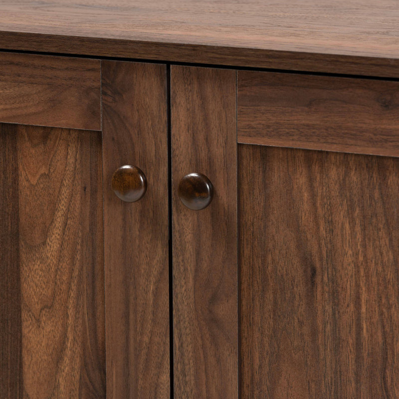 Nera Shoe Storage Cabinet in Walnut Brown Finish, 34.34'' H X 23.34'' W X 12.87'' D