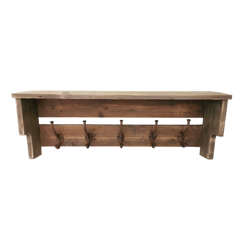 Millwood Pines Caravel Solid Wood 5 Hook Wall Mounted Coat Rack