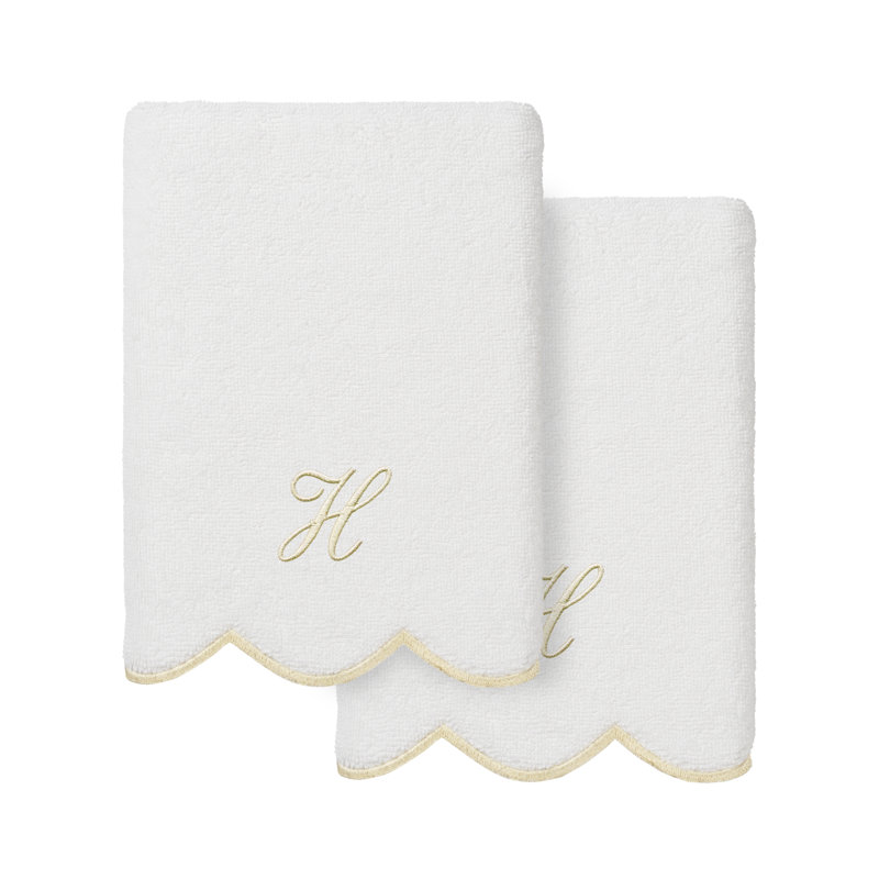 Ensemble de serviettes à main personnalisables 2 pièces Linorn Home Textiles 100% coton turc ADORNIA, H, Blanc / beige