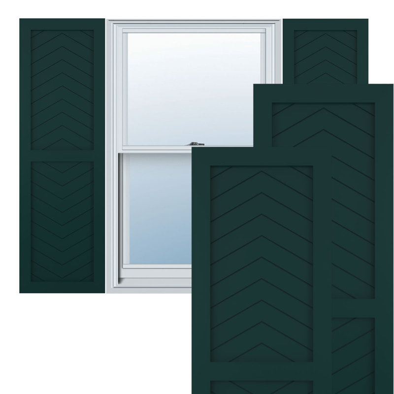 Volets à fixation fixe en PVC à deux panneaux de style moderne True Fit, 15", Vert thermique, 66"