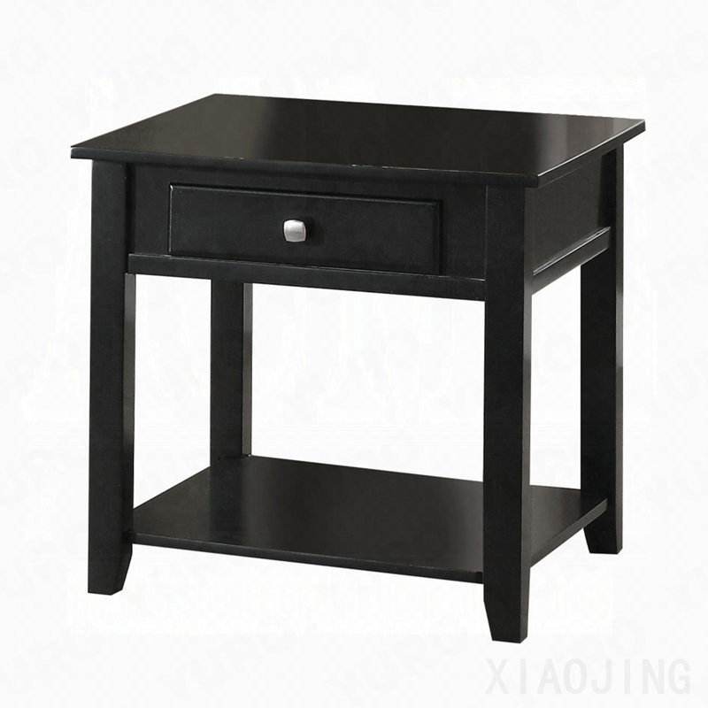 Black End Table With Bottom Shelf