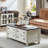 48" Farmhouse Coffee Table With Hidden Storage,Wooden Coffee Tables With 4 Drawers & Roman Column Handle,Rectangular Rustic Center Table With Solid Wood Curved Base For Living Room,Office-1612947205