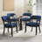 Wexford Collection Mid-Century Modern Upholstered Fabric Dining Chair, Wood Accent Chair with Arms and Casters for Dining Room, Vanity or Office, Velvet-Look Black Dining Chair-85578767-96287613