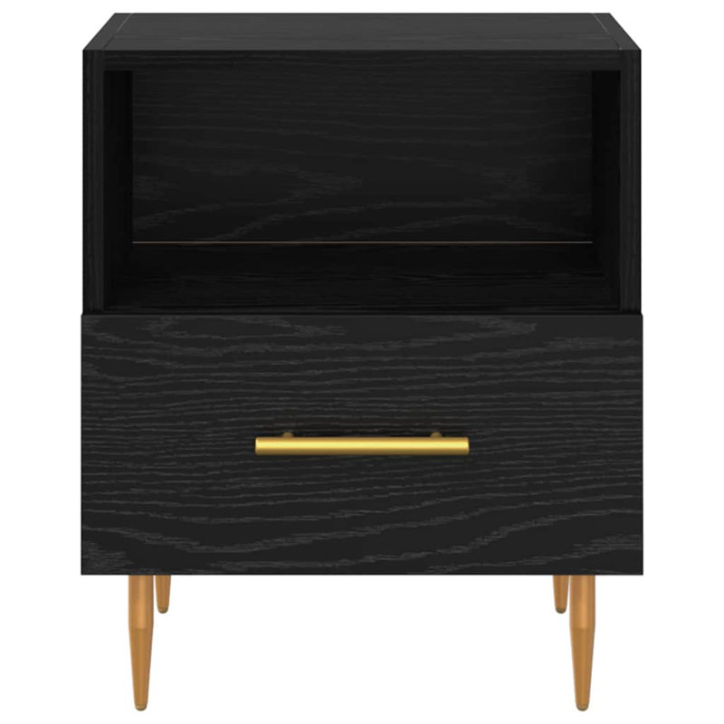 40cm W Manufactured Wood Bedside Table, Black