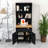Farmhouse Tall Bookcase with Gourd Legs, Adjustable Shelves and Retro Handles-924480641