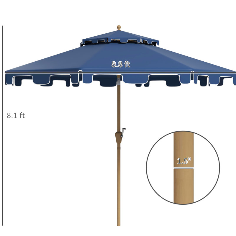 Parasol d'extérieur bleu foncé - 9 pi avec fonction de fermeture facile pour le jardin, la terrasse, la piscine, le patio, ajoute du style et de la fonctionnalité aux espaces