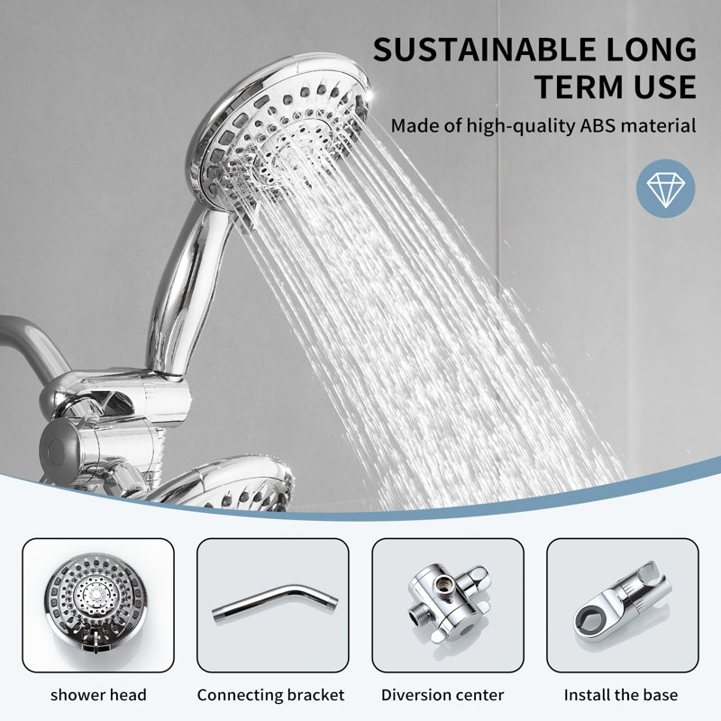 Ensemble de robinet de douche à poignée simple à 6 jets et à double jet 1,8 GPM avec valve et pomme de douche à main filtrée