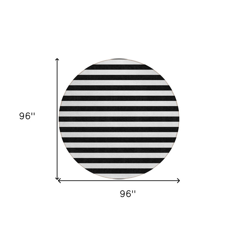 Tapis rond noir et blanc 8 po