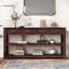  Console d'entrée avec tablettes, canapé d'appoint moderne avec rangement et design à lattes, brun