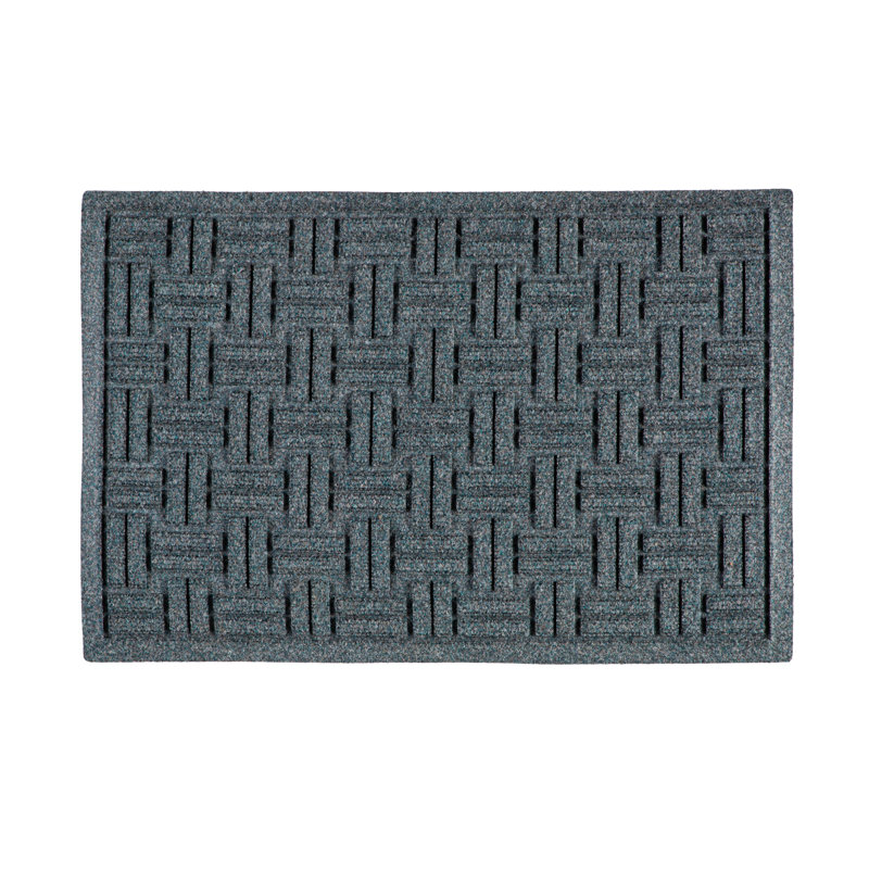 Kaylei Non-Slip Geometric Outdoor Doormat, Bluestone