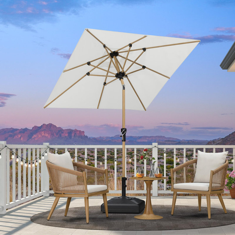 Parasol de marché de 6 pi x 6 pi avec parasol de table en aluminium avec bouton-poussoir inclinable et 8 parasols robustes pour la terrasse