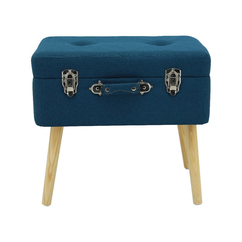 Giroflee Solid Wood Accent Stool, Blue