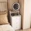 Meuble-lavabo 3 en 1 avec miroir lumineux - blanc, matériau, 2 tiroirs de rangement, tabouret rembourré, coiffeuse compacte pour salle de bain
