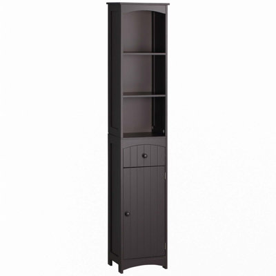 Tall Linen Tower With 3-Tier Shelves And Drawer