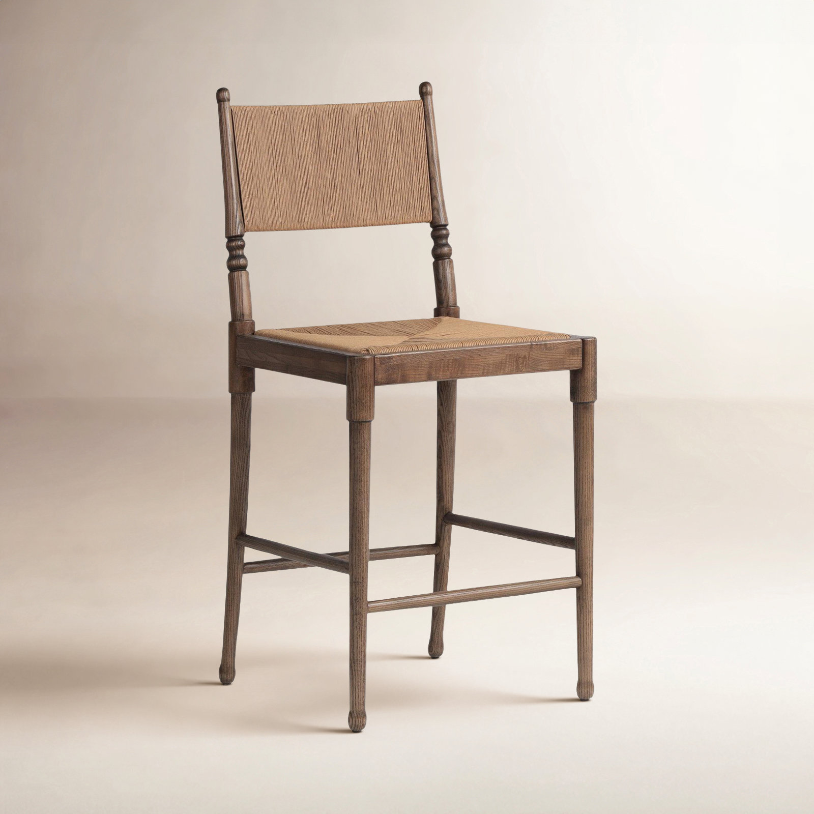 Fayth Bar Stool, Counter Stool (25.5" Seat Height), Antique Walnut