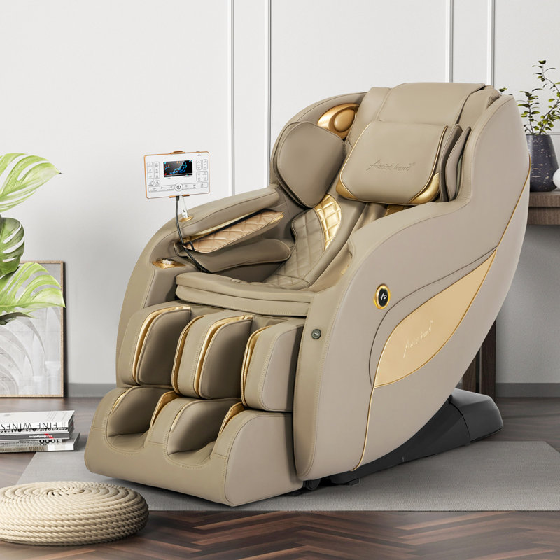 Faux Leather Heated Massage Chair, Khaki