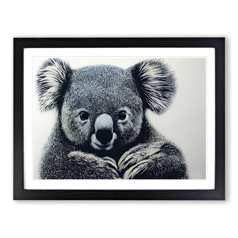 Great Koala Bear - Single Picture Frame Painting, 34cm H x 46cm W x 2cm D, Black