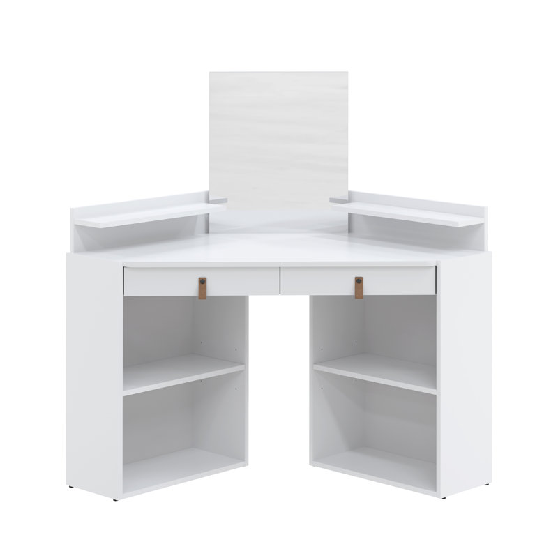 Halback Dressing Table with Mirror, White