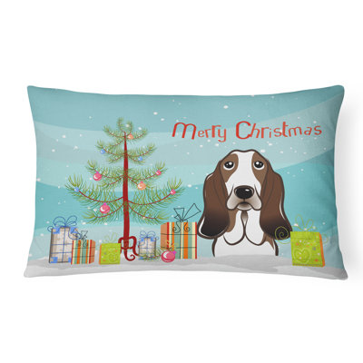  Coussin intérieur / extérieur Christmas Tree and Basset Hound