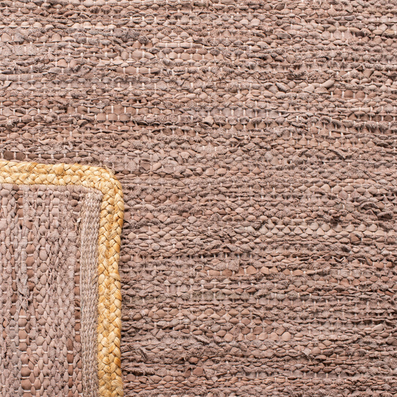 Zeitler Hand Woven Cotton Solid Color Rug in Brown/Natural, Rectangle 3' x 5'