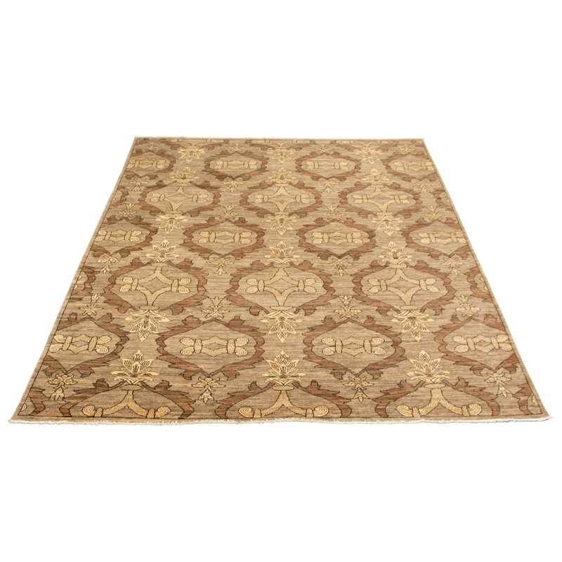 Tapis décoratif en laine noué à la main de conception unique noué à la main New Age 18/20 Pakd Grey 7 pi 11 po x 9 pi 10 po