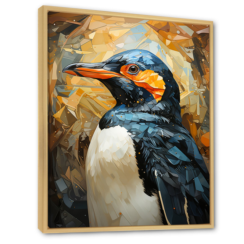 «Curious Penguins Snowy Wonders» sur impression sur toile, H 32 po x l 16 po x P 1 po, Cadre flottant naturel