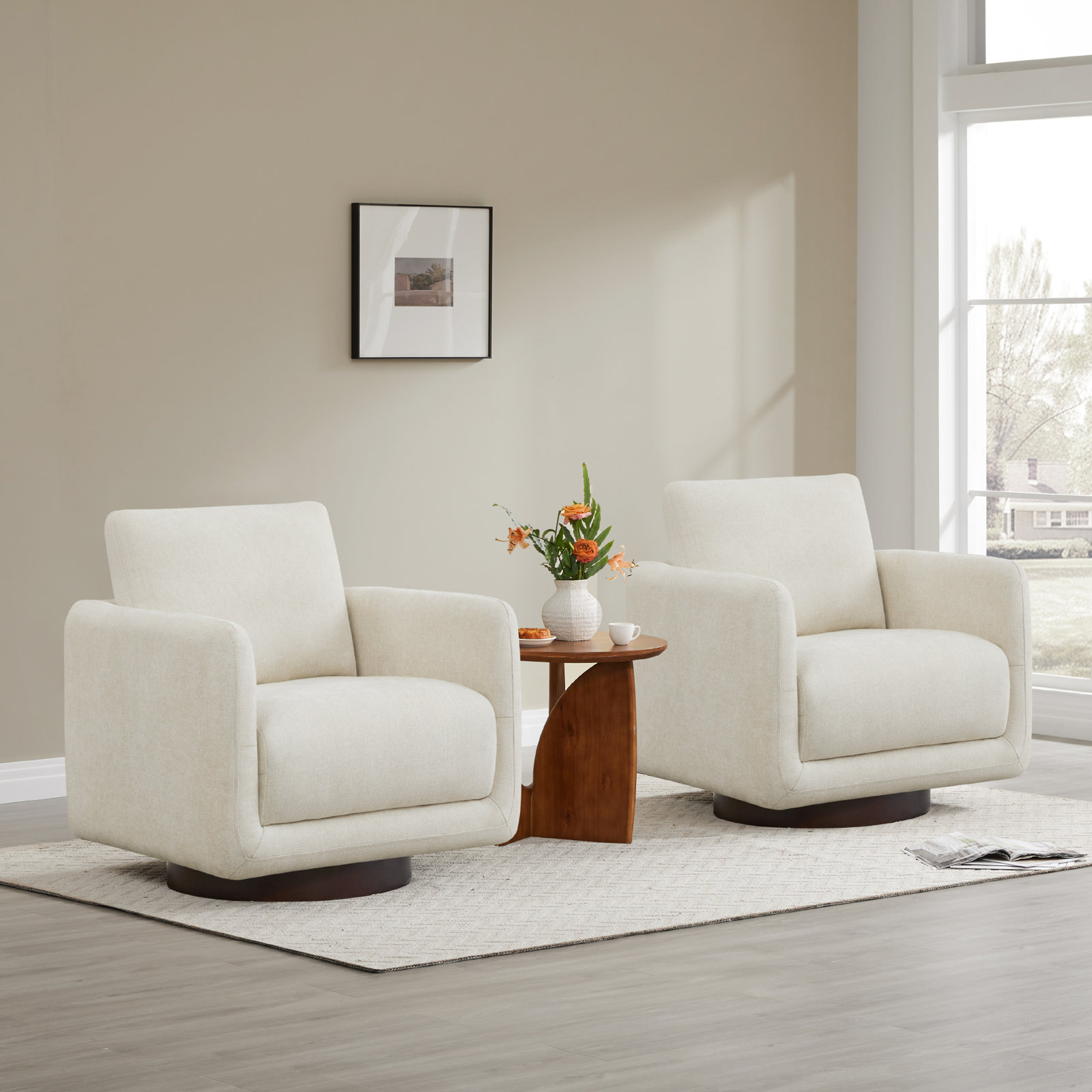 Swivel Armchair, Linen