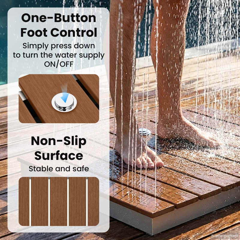 Free Standing Outdoor Shower and Footwash Spout, Brown