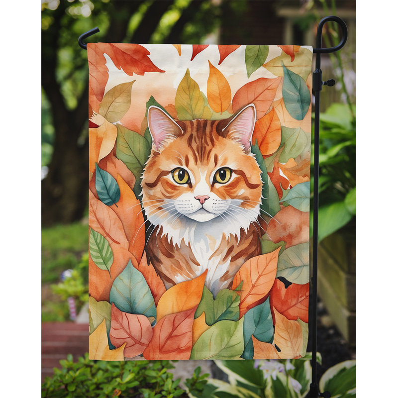 Chat en feuilles d'automne drapeau de jardin, Foldex Exotic Fold