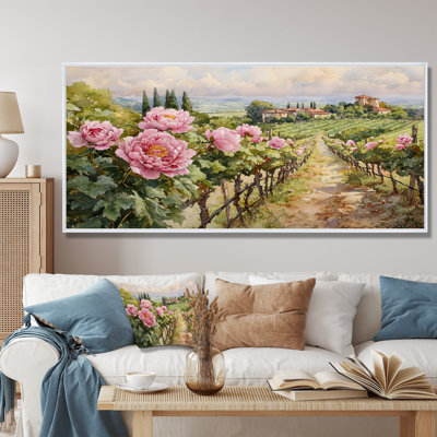 Pivoines le long du vignoble I - pivoines, art mural
