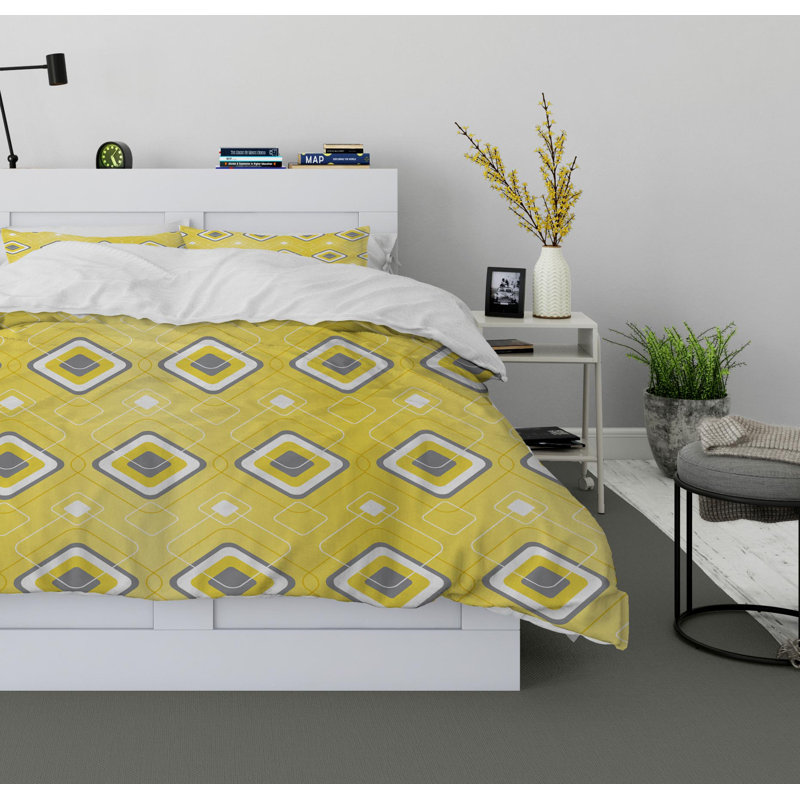 Overall Polyester Twill Geometric Shapes Duvet Cover, King Duvet Cover + 2 Pillow Cases