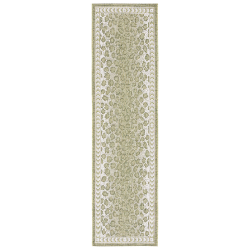 Tapis intérieur / extérieur vert Monteiro, Tapis de couloir 2 pi 3 po x 6 pi 7 po
