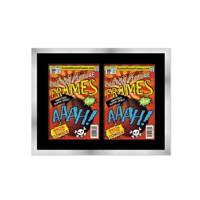 Wood Picture Frame with Mat, 7.75" x 10.5", Silver/Black